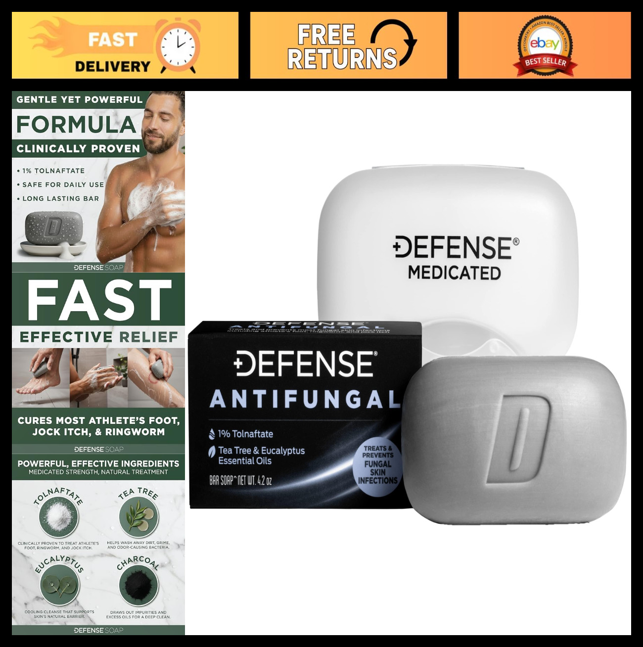 Antifungal Bar Soap for Jock Itch, Ringworm, Athlete’s Foot & Skin Fungus – Medi