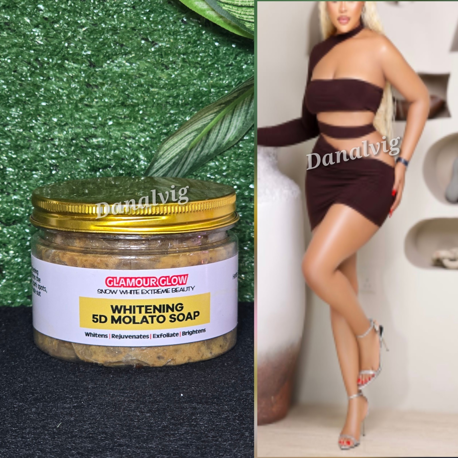 Glamour Glow Snow White Extreme Beauty 5D Molato Body soap Extra Strong. 250g.
