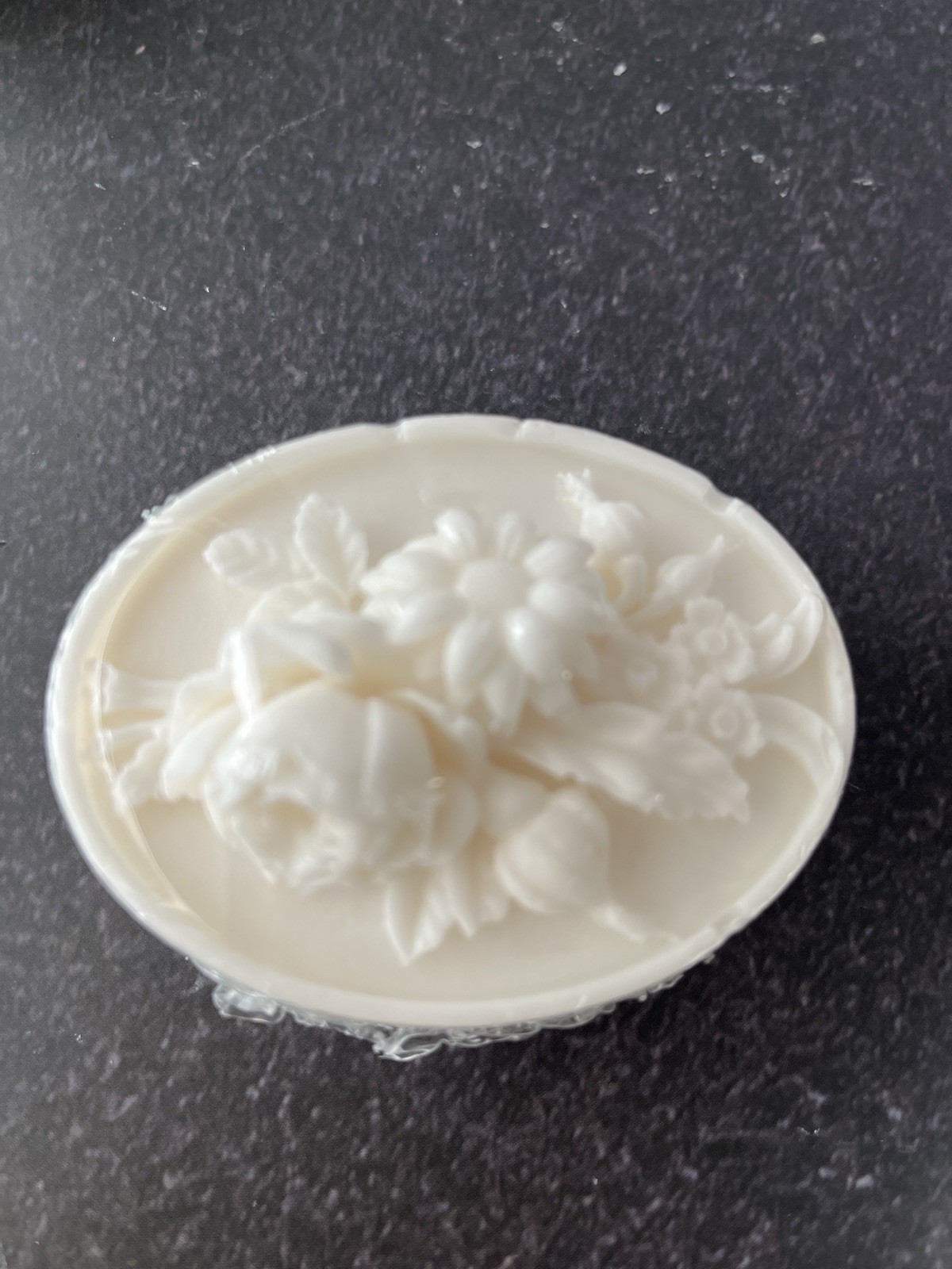 Handcrafted Floral Oval Body Bar Soap Set White Decorative Pattern Set of 5