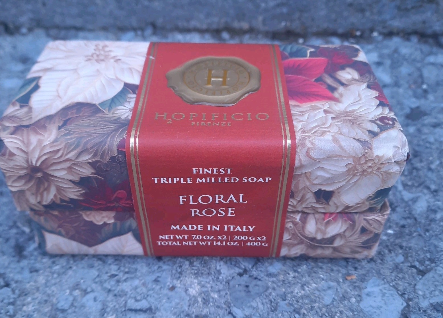 HOPIFICIO Floral Rose Triple Milled Soap Set 2x 7oz/200g Bars Total 14 Oz 400g