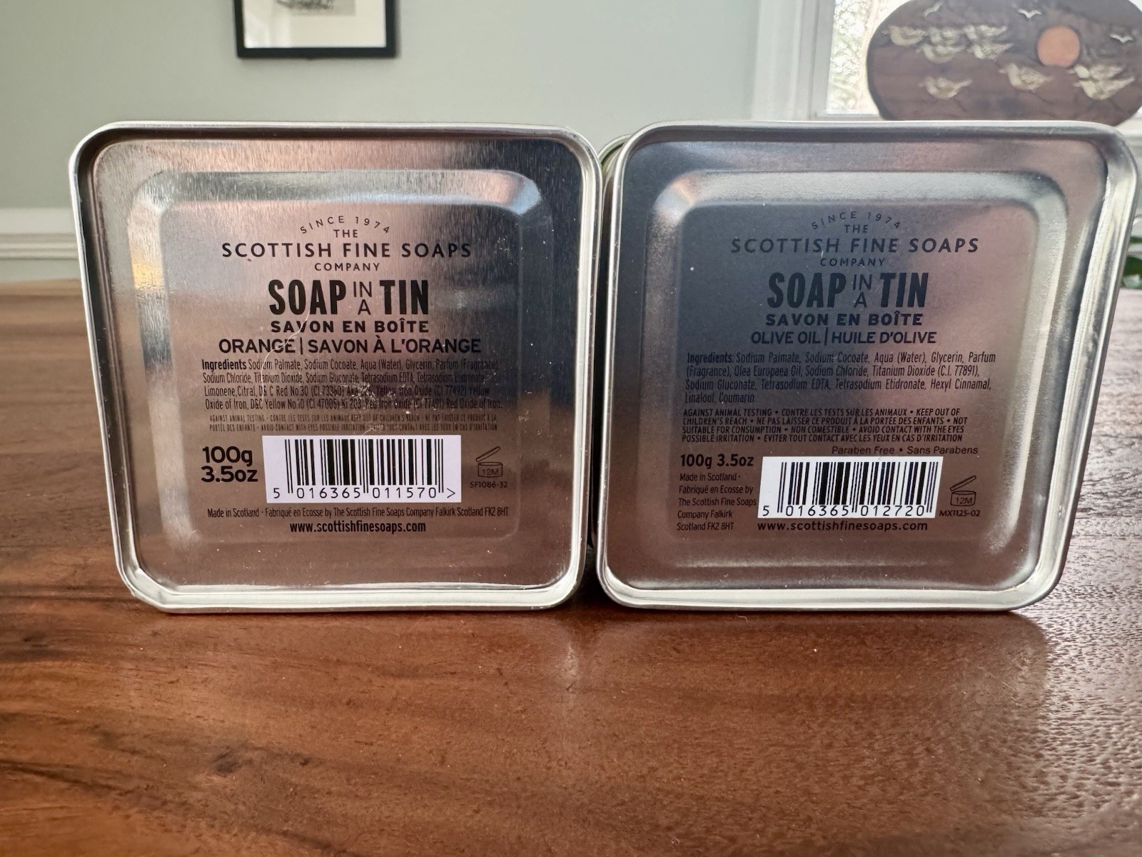 The Scottish Fine Soaps Company Olive Oil & Orange Luxury Soap Bars In Tins NEW