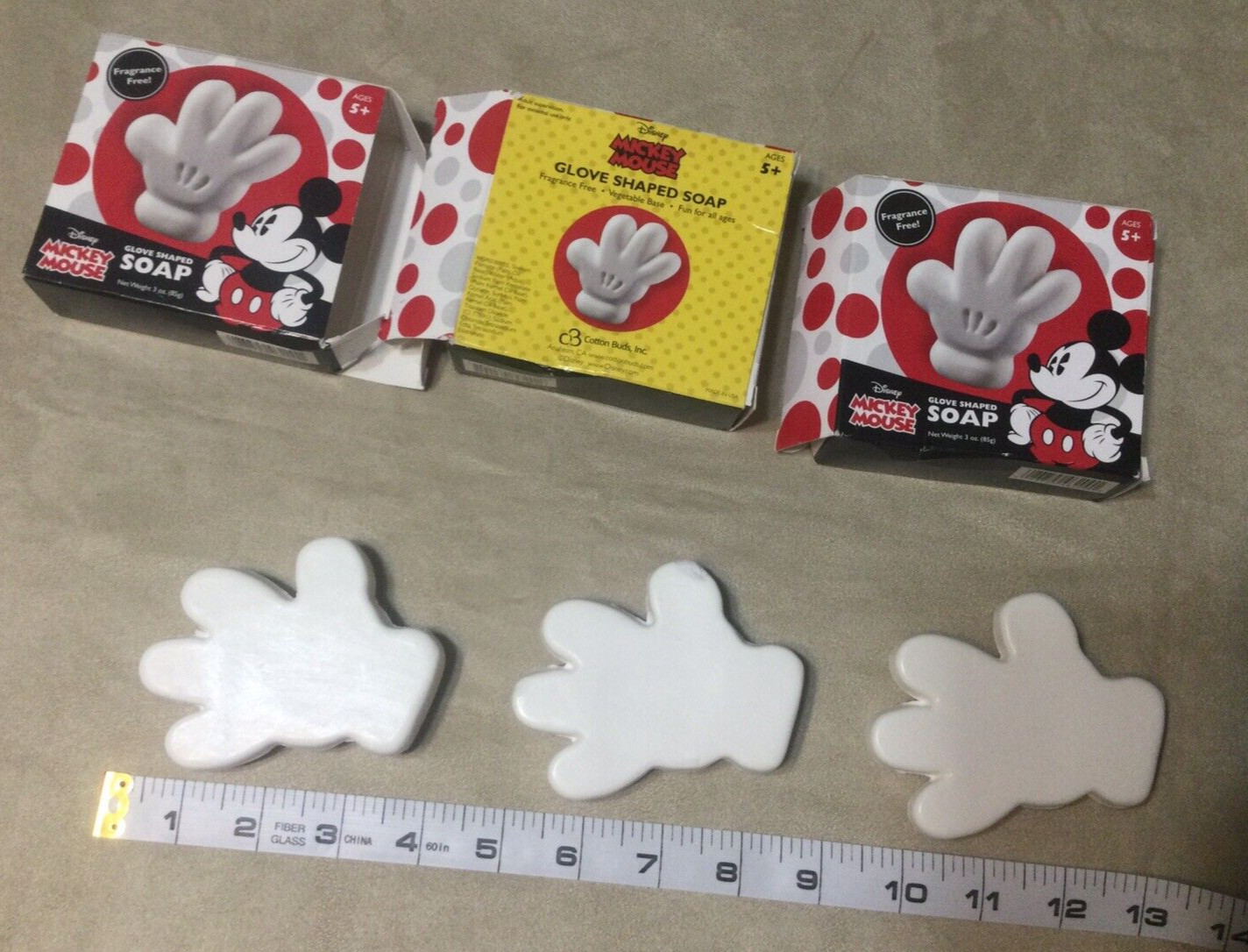 3 Boxed Fragrance Free Disney Mickey Mouse Glove Shaped Soap