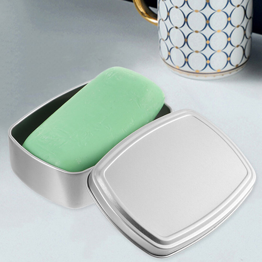 3PCS Travel Soap Container Soap Boxes Tin Cookie Box Rectangular Metal Tin