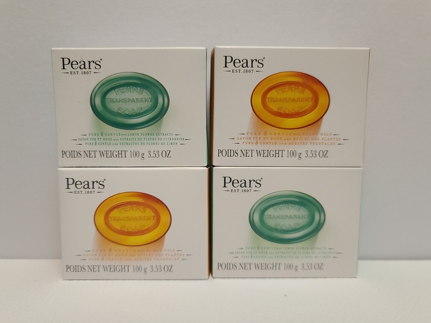 S10*NEW 4 pack Pears Soap Pure & Gentle, Mint Extract & Oil, 3.5 Fl.oz