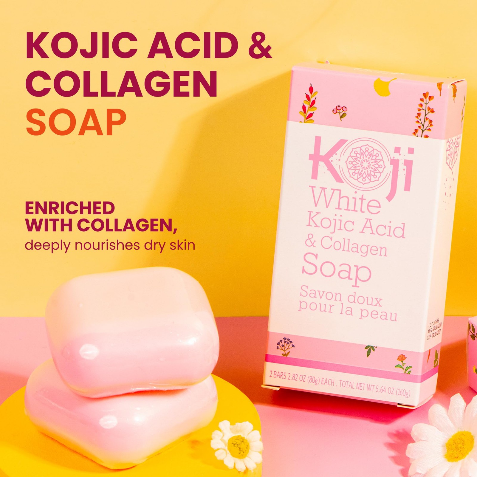 Koji White Kojic Acid & Collagen Skin Brightening Soap ( 2.82 oz / 2 Bars ) –