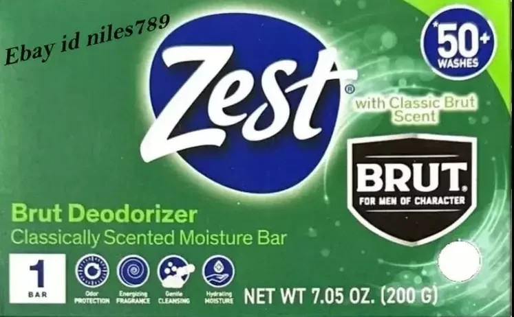 😊LOT OF 5-ZEST BRUT Deodorizer Classic Scent Moisture Bar Soap 7.05 oz. New