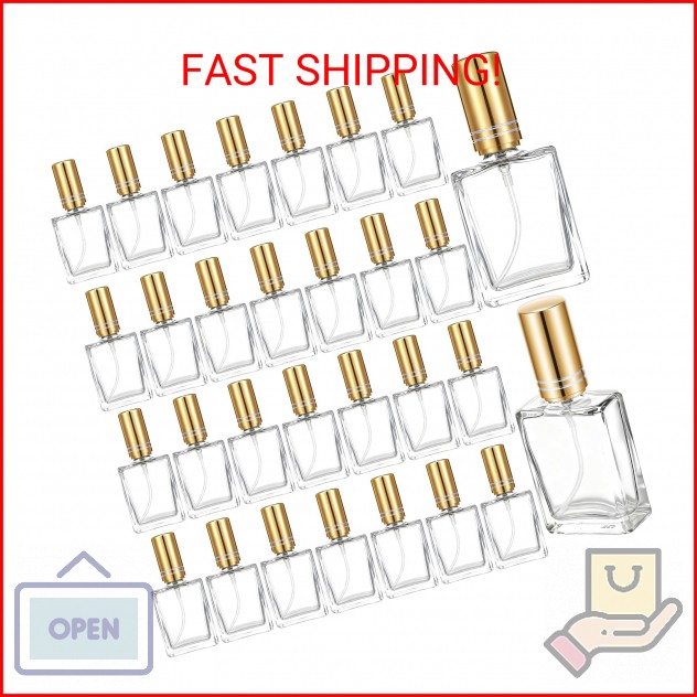 mekueeex 30 Pcs 12 ml Square Glass Perfume Bottles, Refillable Empty Spray Atomi