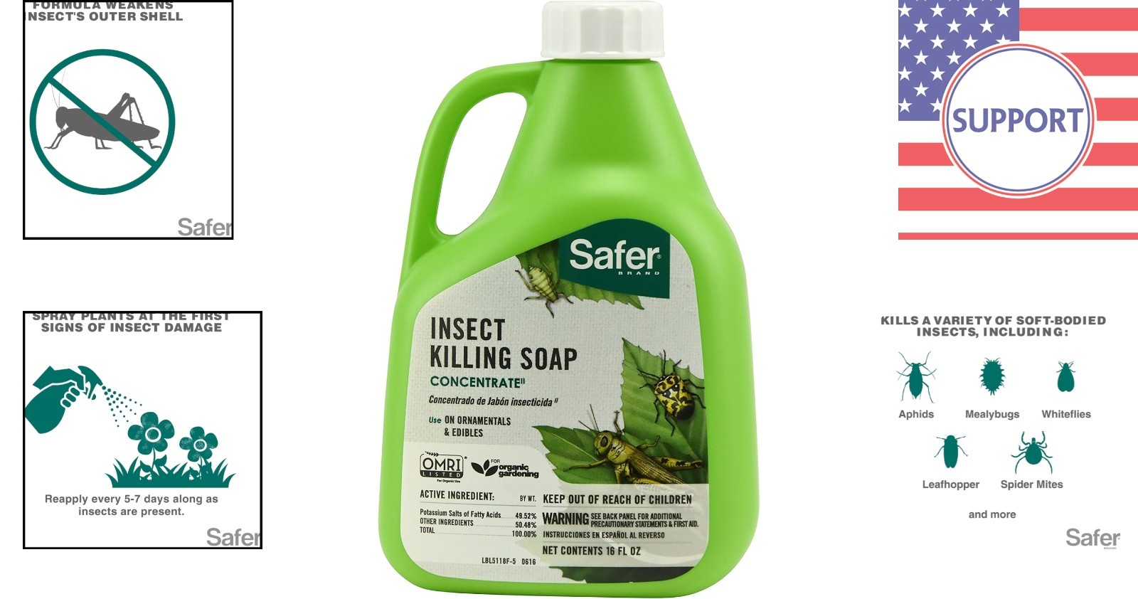 Organic Insect Killing Soap Concentrate – 6 Pack, Kills Soft-Bodied Pests