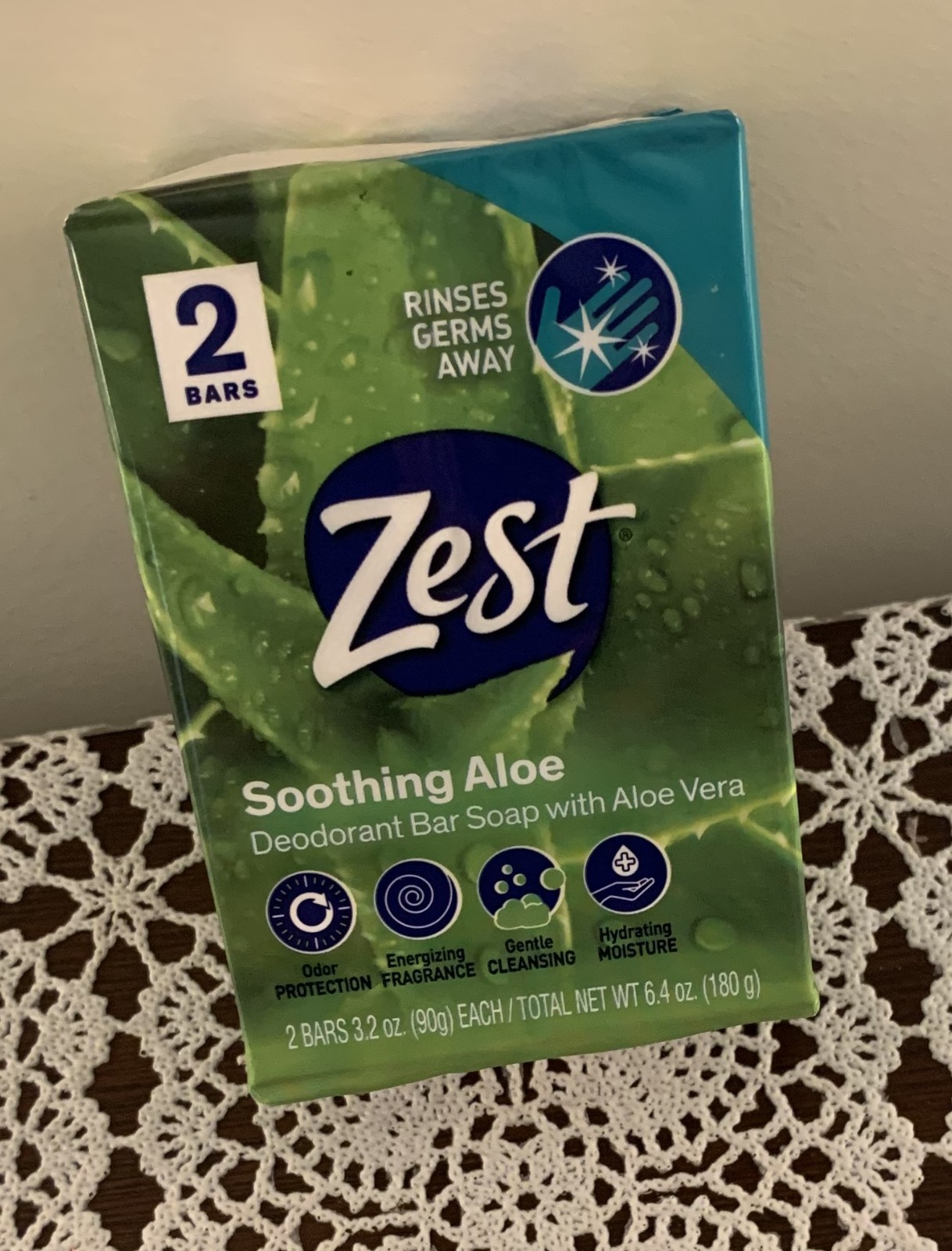 Zest Soothing Aloe Deodorant Soap 2 Bars 3.2 Ounce Brand New Sealed Canada Made