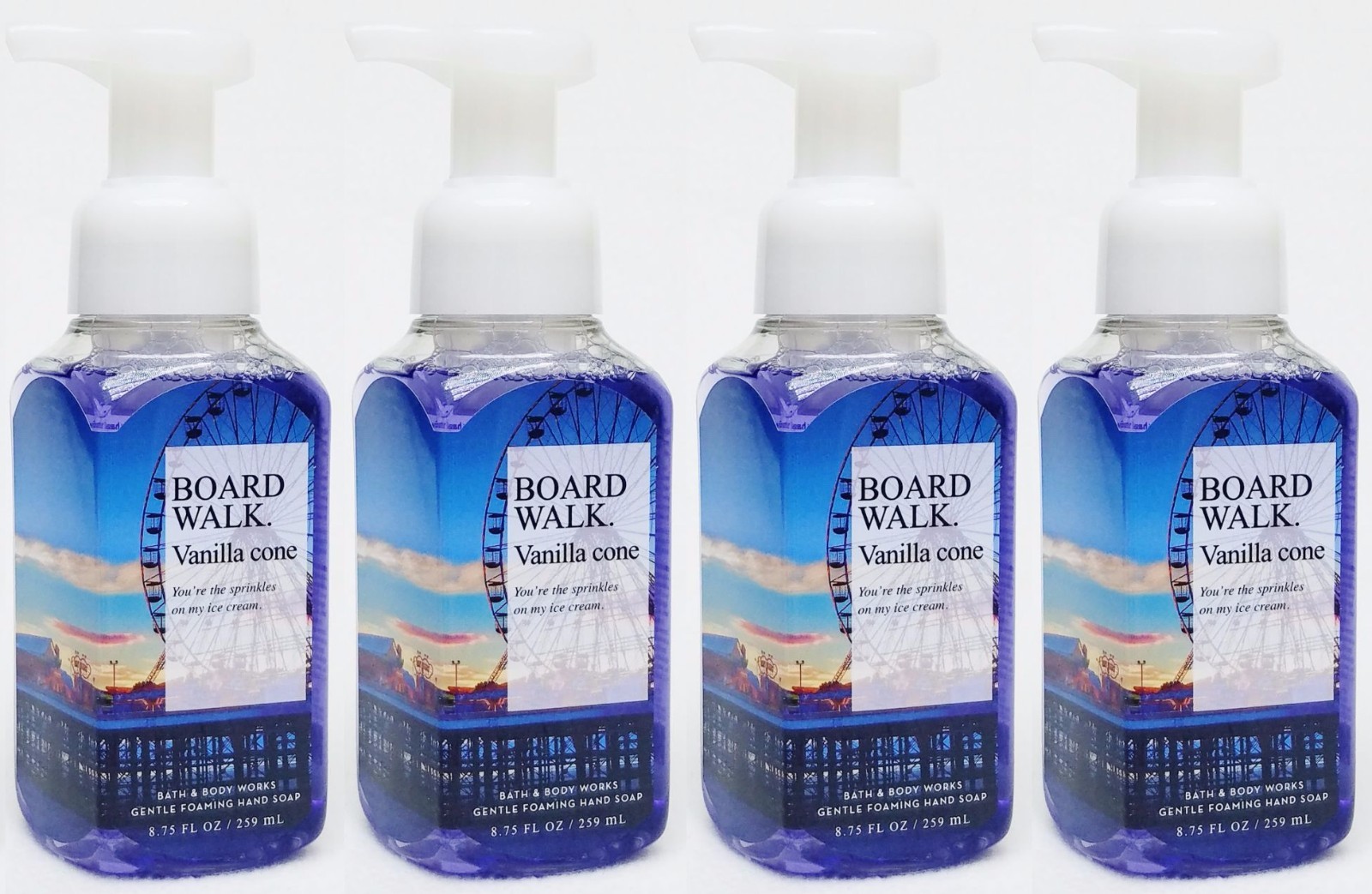 4 Bath & Body Works BOARDWALK VANILLA CONE Gentle Foaming Hand Soap Wash