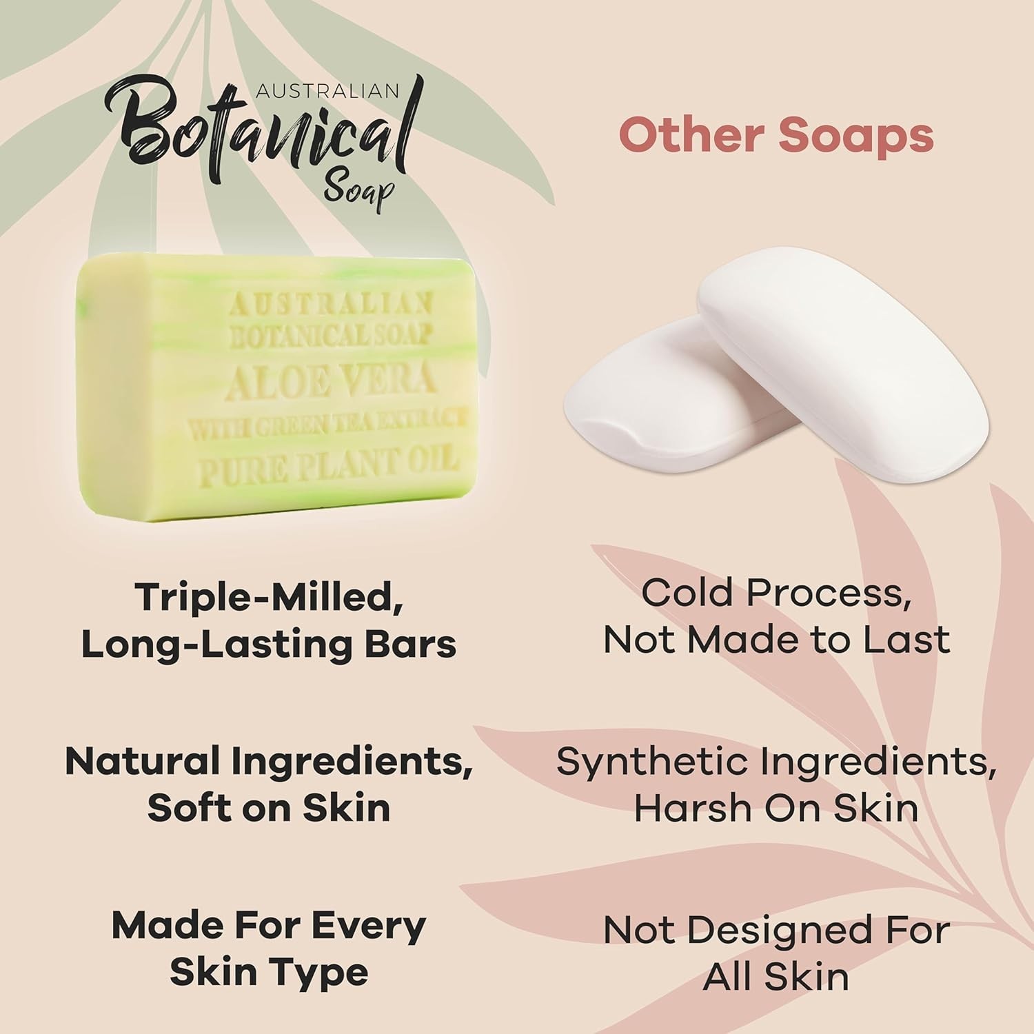 Pack of 4 Aloe Vera Soap Bars – 6.6 oz Luxury with Green Tea & Shea Butter