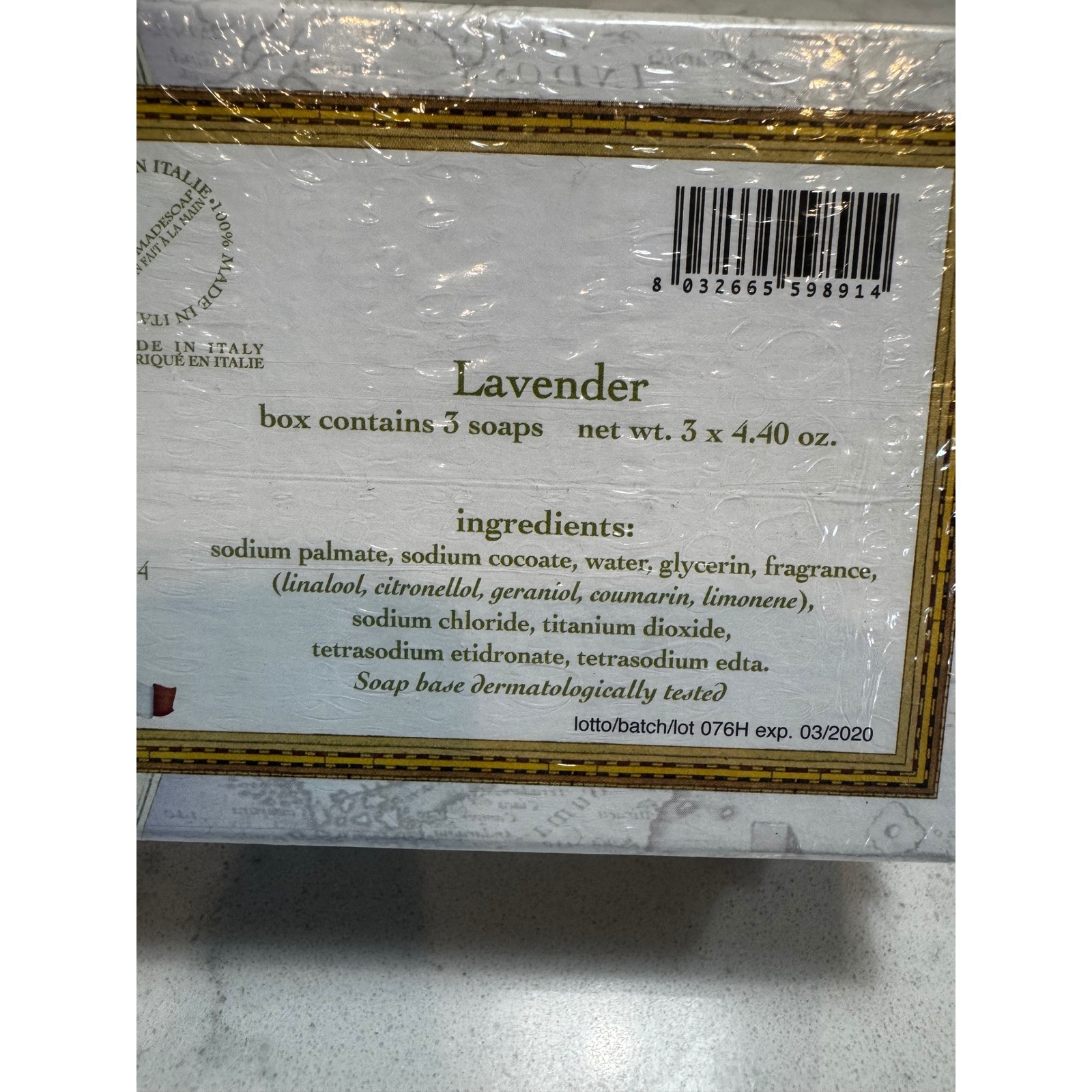 New Saponificio Artigianale Fiorentino Tuscan Lavender Soap Set of 3 Italy