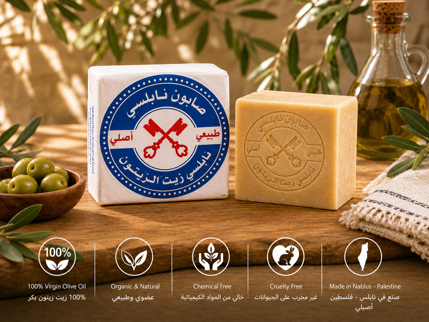Traditional Nablus Soap Organic Virgin Olive Oil صابون نابلسي زيت زيتون بكر