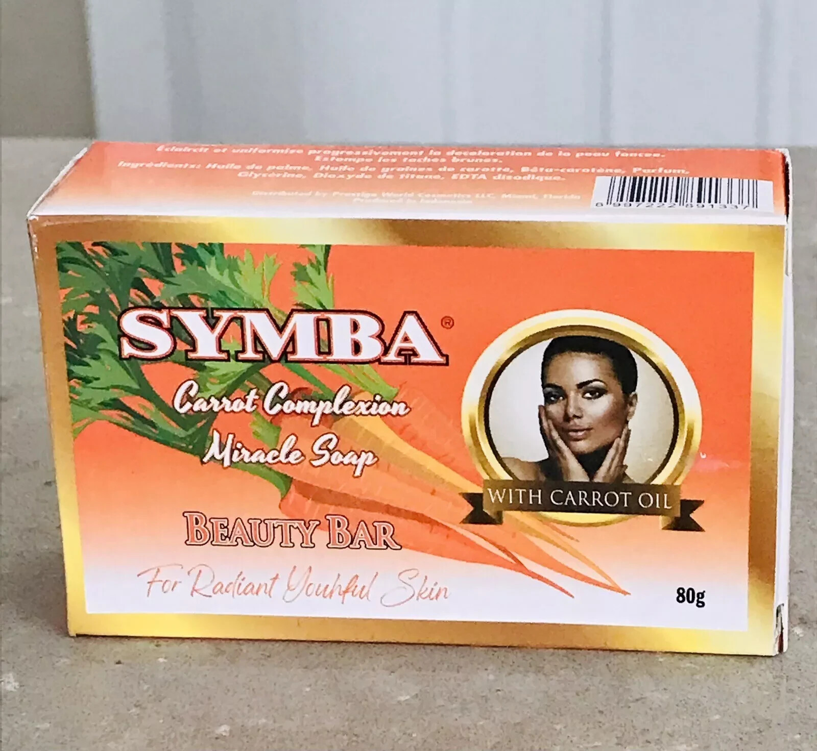 Symba Carrot Complexion Miracle Soap – 6 Pack (80g) Beauty Bar Radiant Skin, 80g