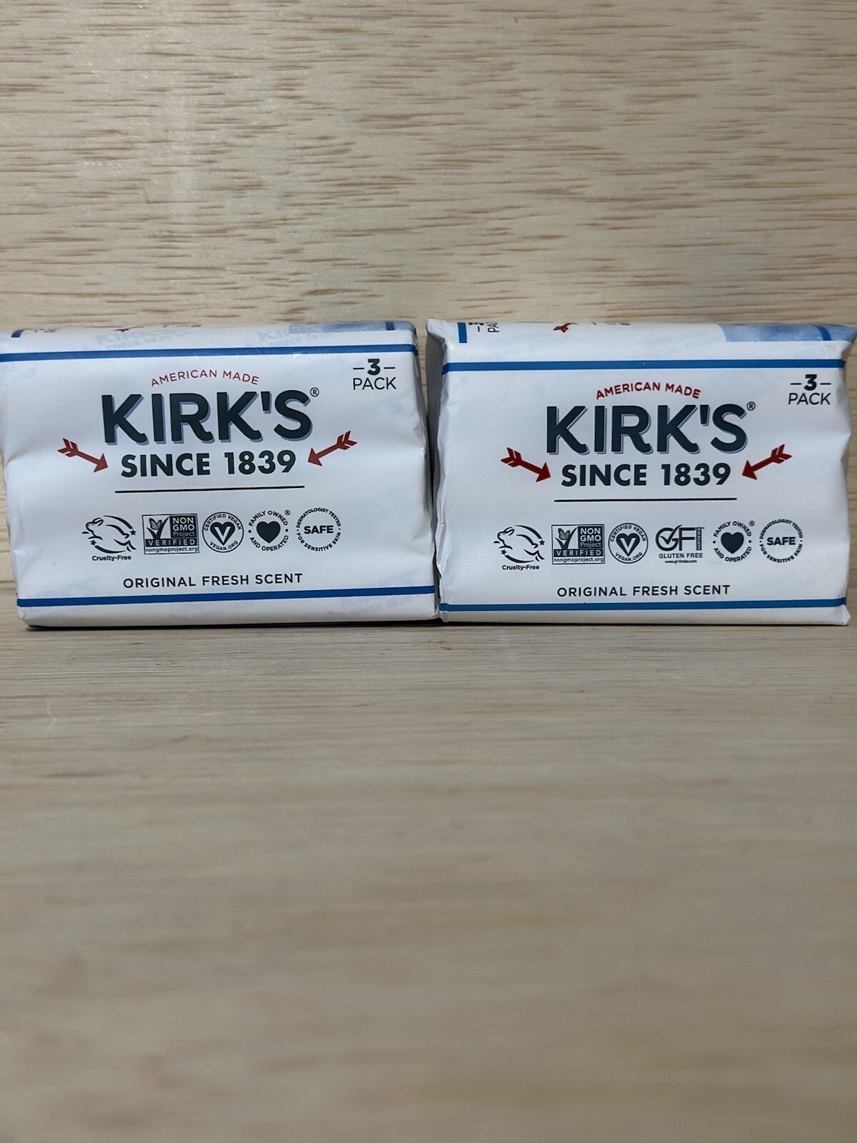 Lot Of 2-Kirk’s Castile 💯 % Coconut Oil Original Fresh Scent Soap -3 Bars Each