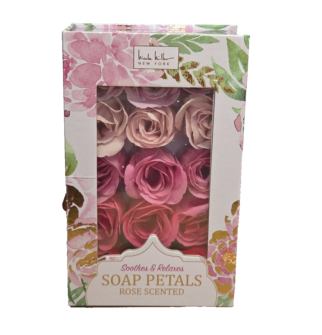 Nicole Miller Pink Rose Scented Soap Petals in Box – 18 Piece