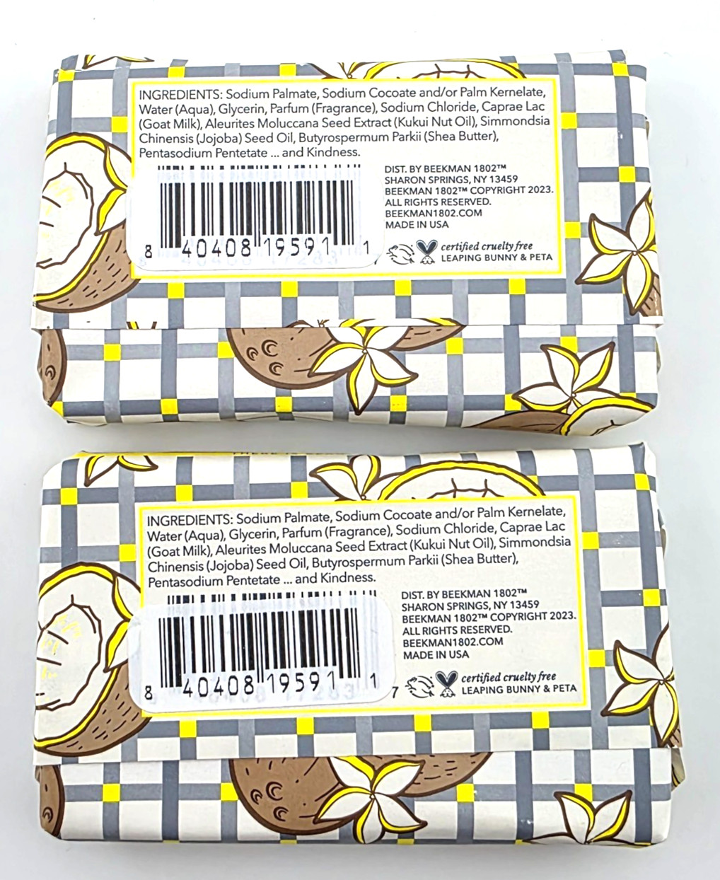 2x BEEKMAN 1802 Goat Milk Soap Coconut Cream Mini Travel Size 1.13 oz / 32g