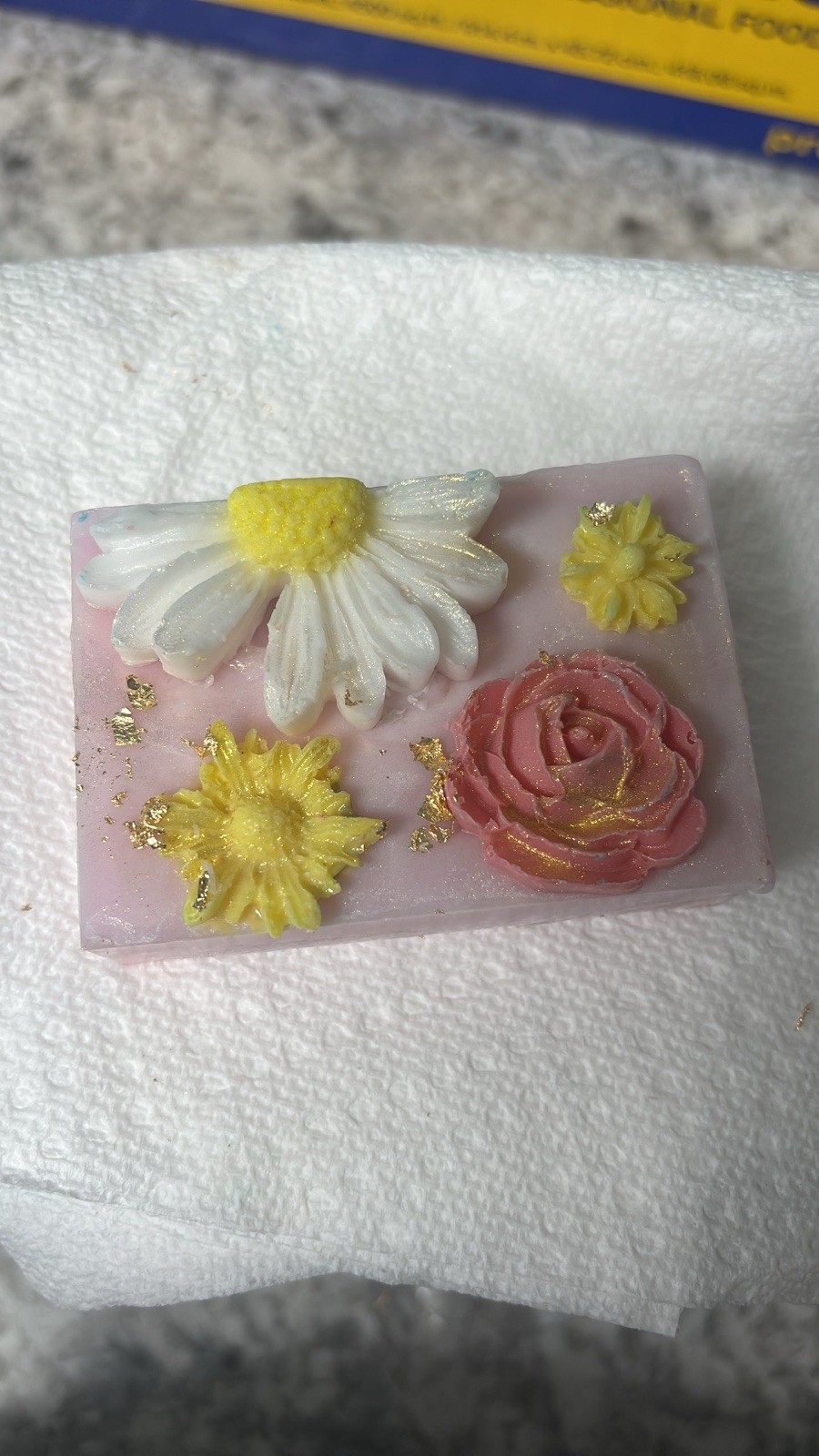 Floral Rectangular Body Bar Soap Pink Yellow White for Body & Hands