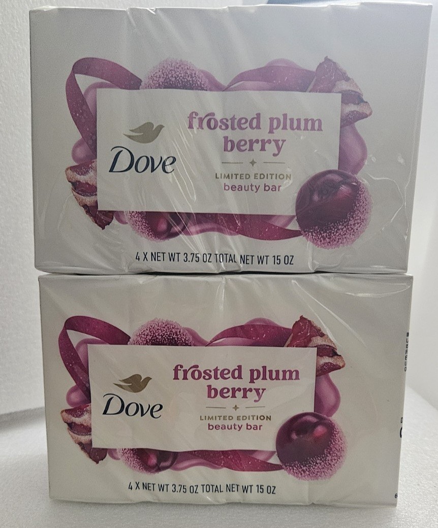Dove Frosted Plum Berry Beauty Bar 4-Pack (2 Boxes) 15oz Each Limited Ed