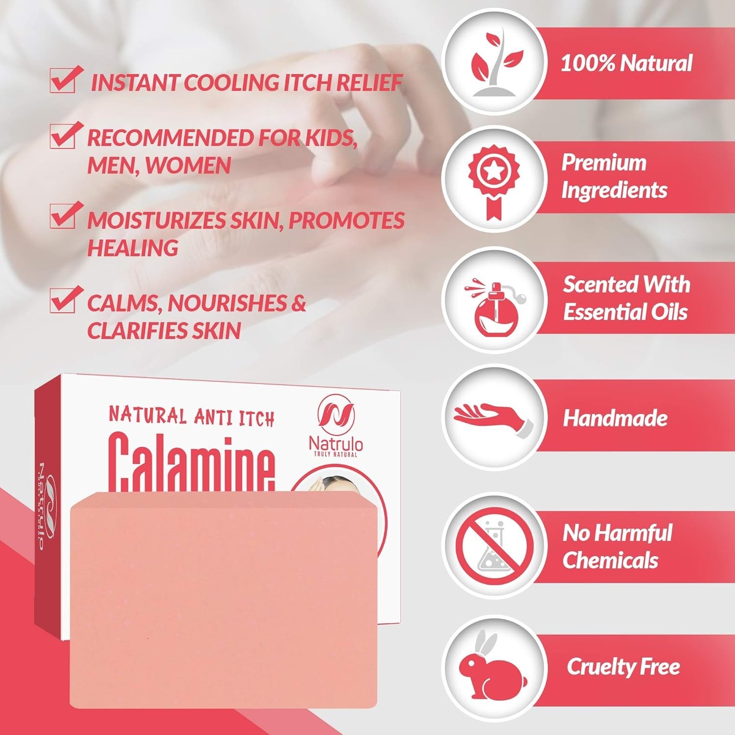 Organic Itch Relief Soap Bar with Calamine – Instant Soothing for Sensitive Skin