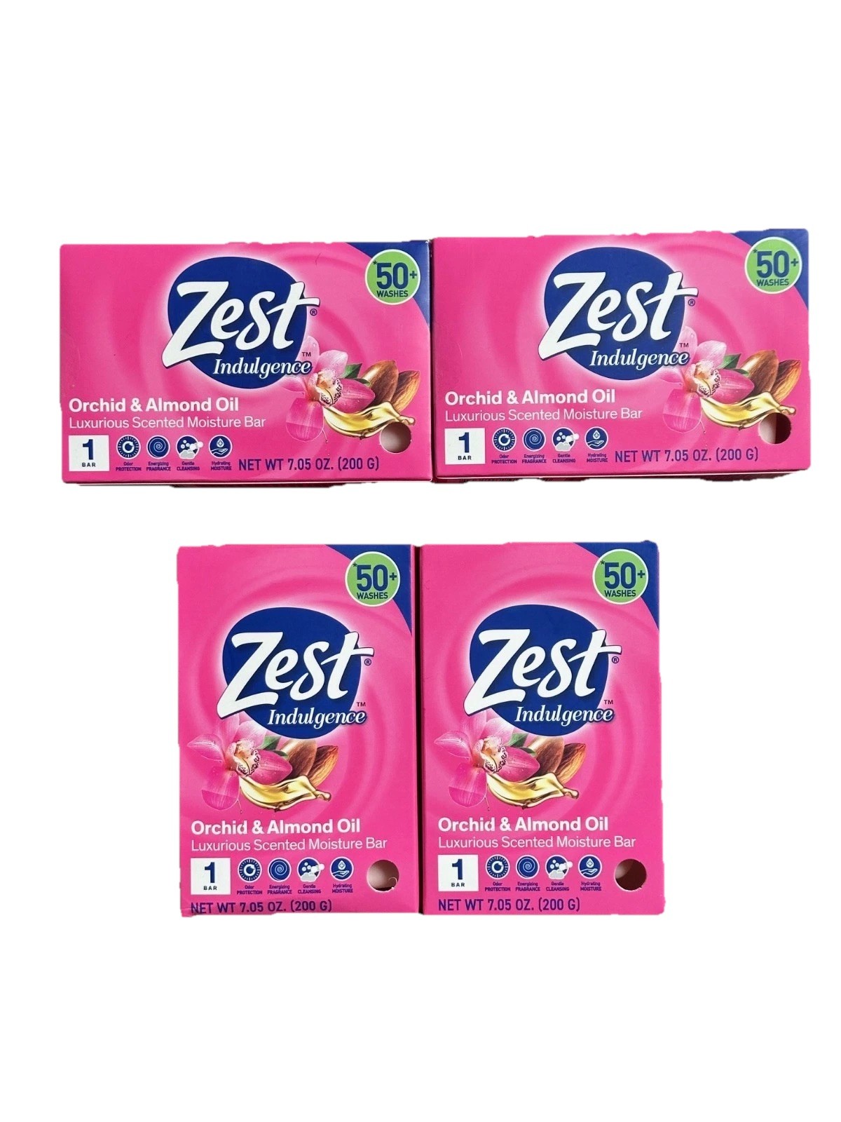 ZEST Bar Soap Moisturizing Lush Orchid & Almond Oil Large Bars 7.05oz Lot Of 4