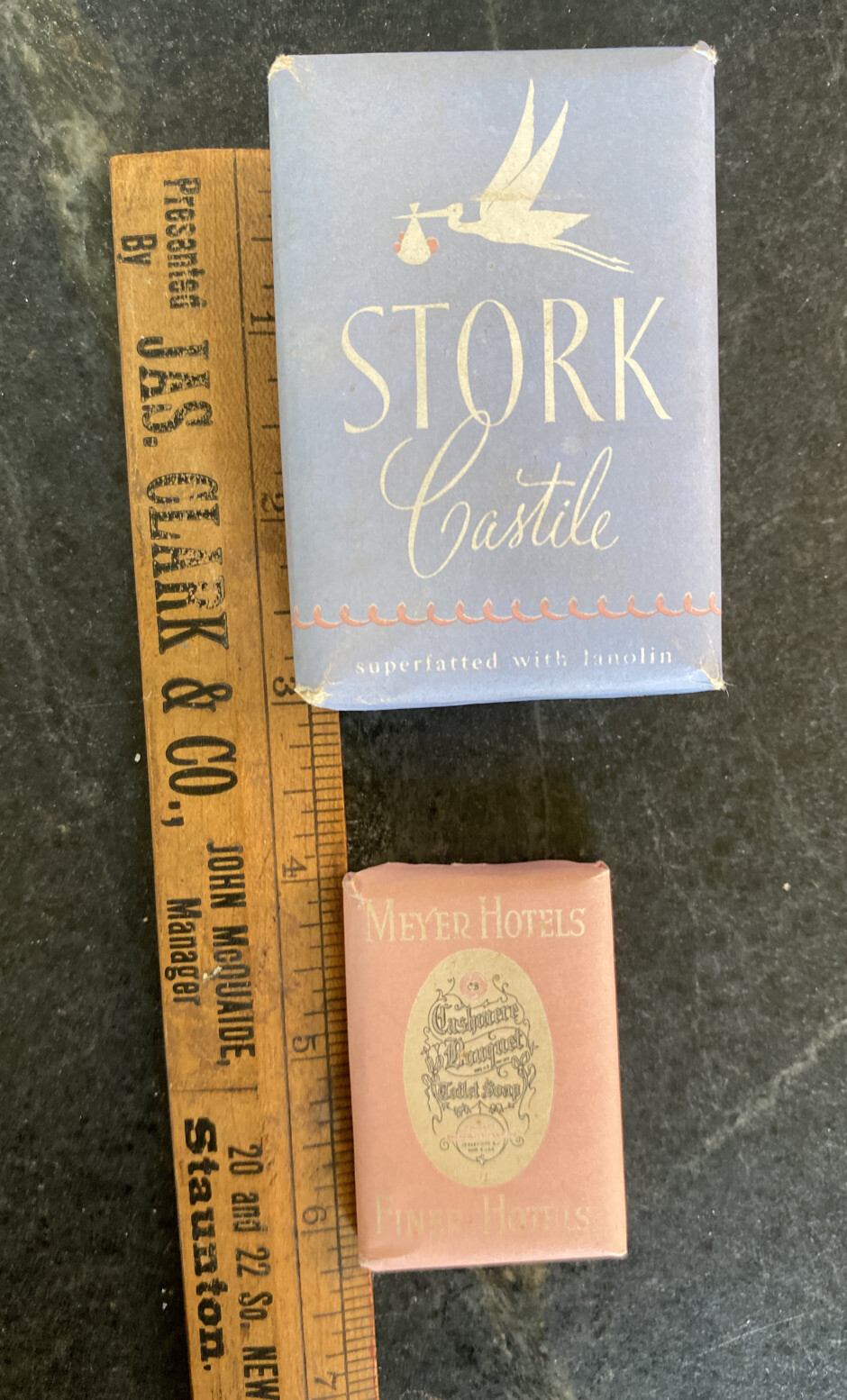 Antique Vintage Old Lot Hotel Travel Small Soap Bars + Stork Castile