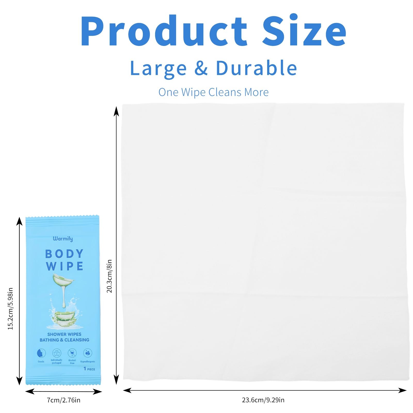 80 Pcs Body Wipes Individually Wrapped (9.29″ x 8″), Large Shower Wipes for A…