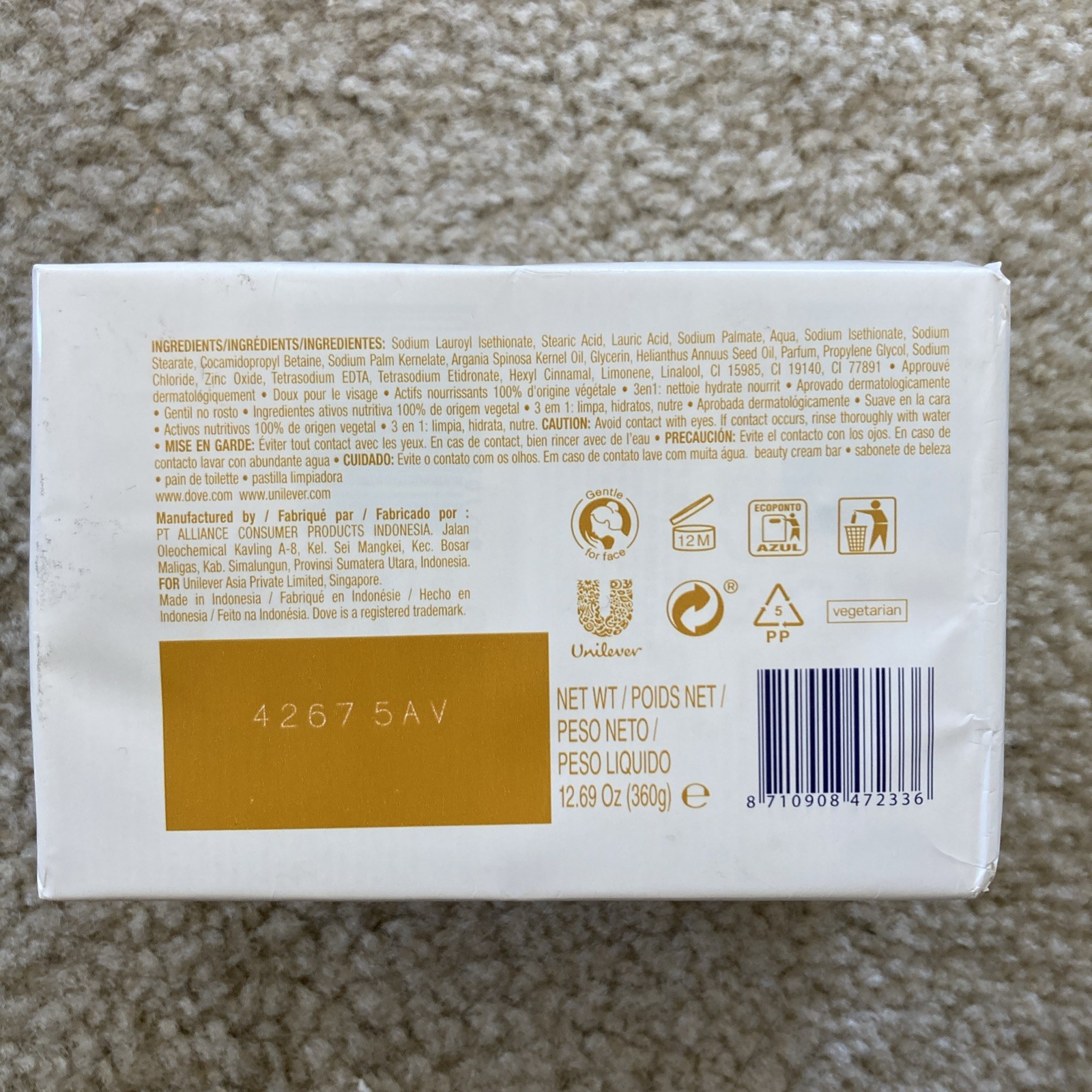Dove Nourishing Beauty Cream Bar with Moroccan Argan Oil 4 x 90g Soap Bars