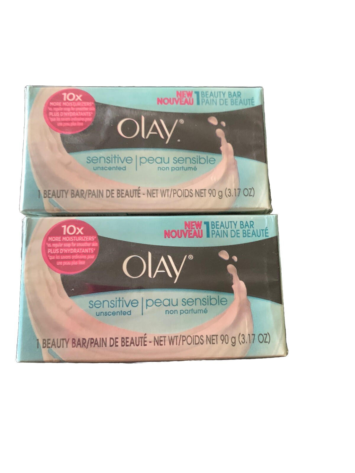 OLAY Sensitive Unscented Beauty Bars, 3.17 oz each. Two Bars Total. Sealed NOS