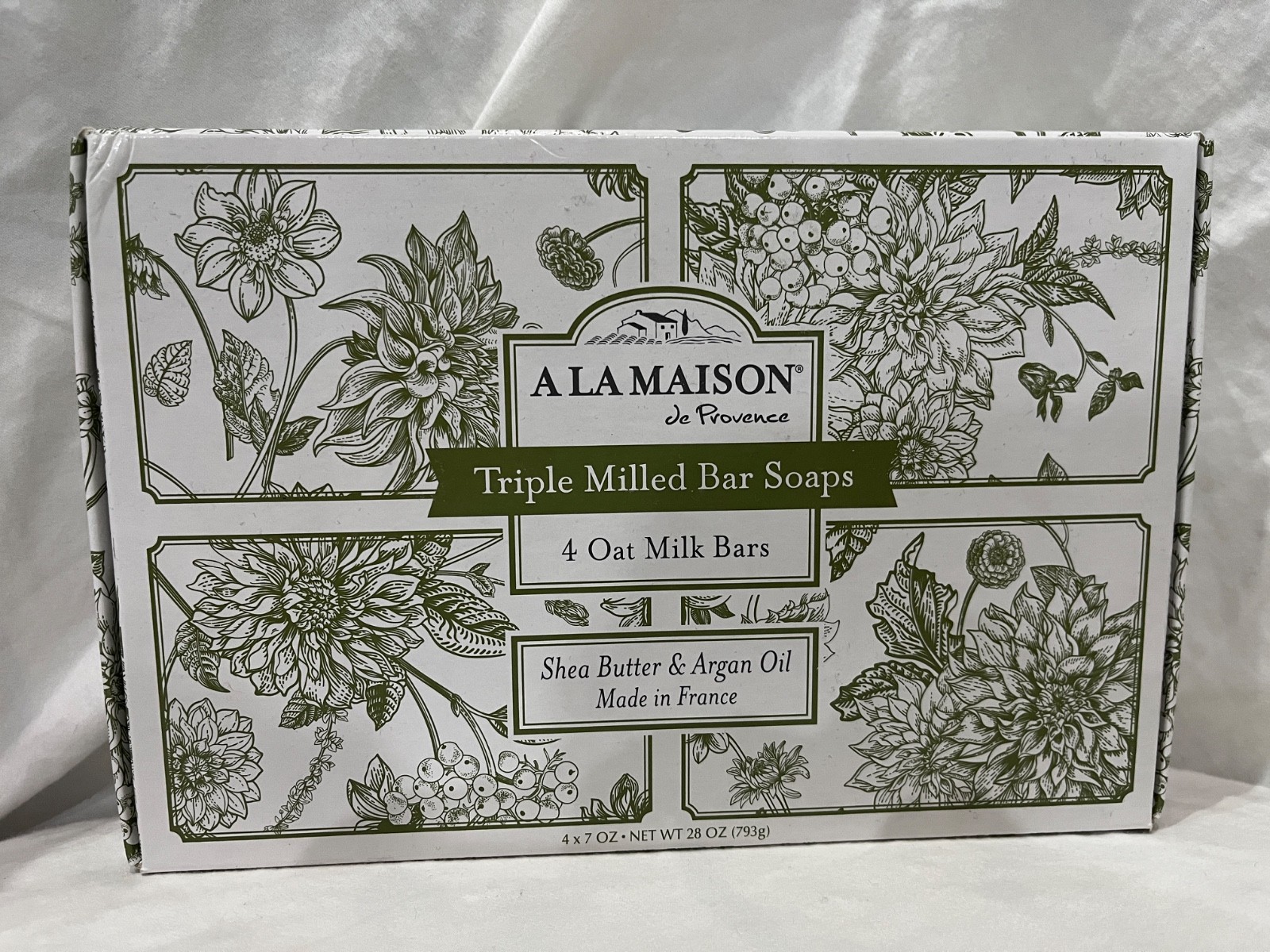 4 A La Maison Triple Milled Bar Soap Oat Milk Shea Butter Argan Made in France