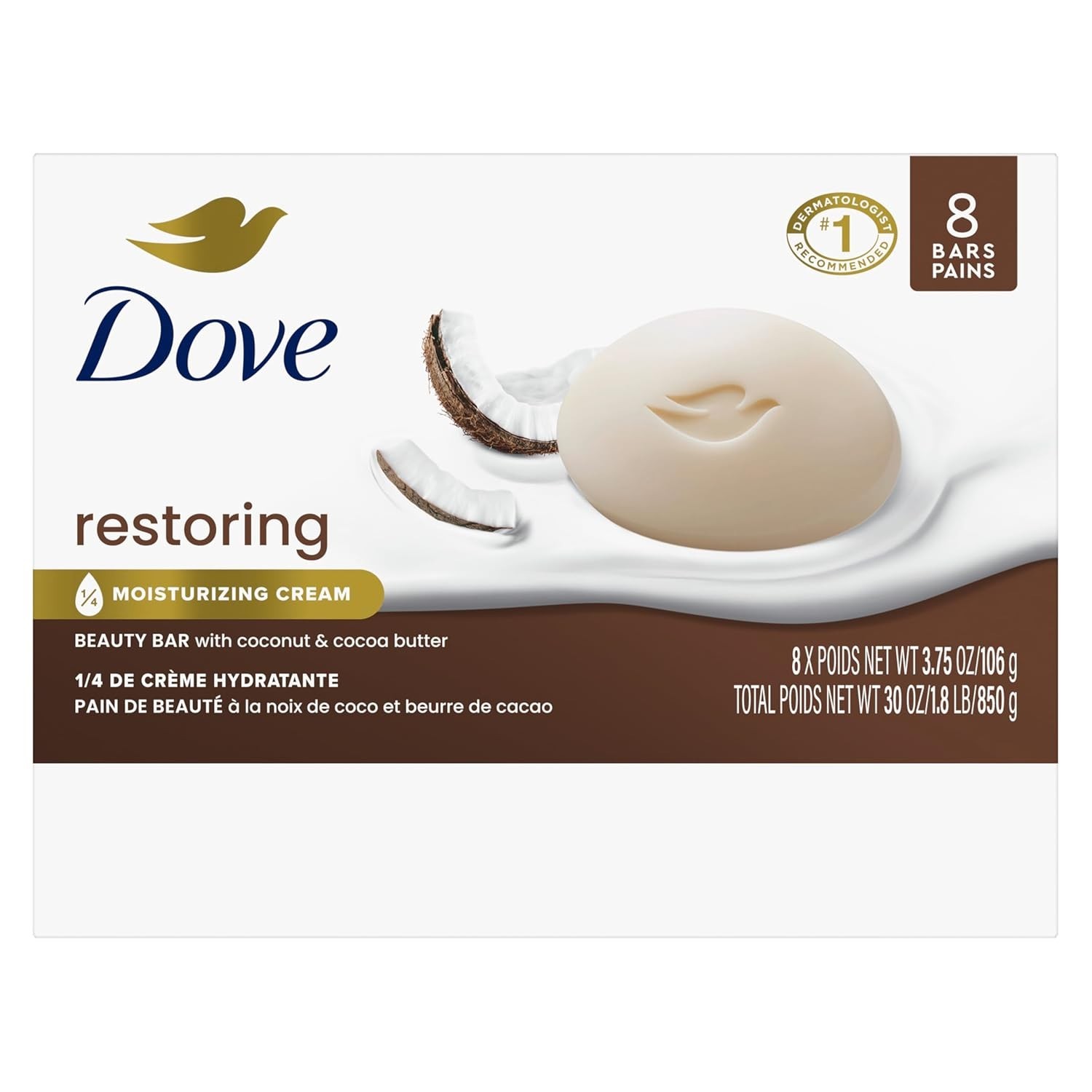 Dermatologist Recommended Coconut Cocoa Butter Soap – 8 Richly Moisturizing Bars