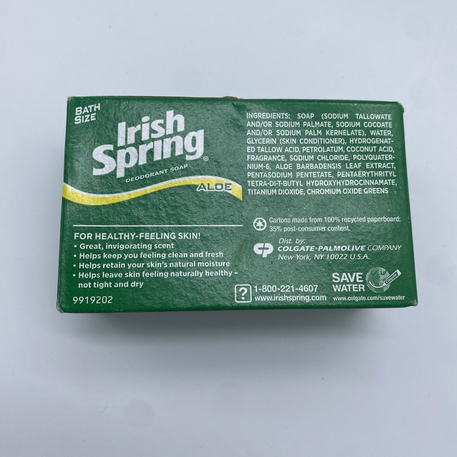 Irish Spring ALOE Deodorant Bar Soap 7 Bars 3.75 oz NEW in Box Discontinued