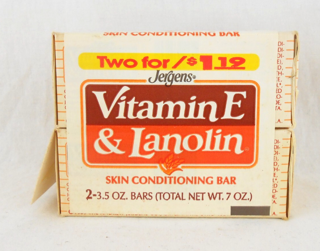 Jergens Vitamin E Lanolin Skin Conditioning Bath Bar Soap 3.5 oz New 2 Pack 1989
