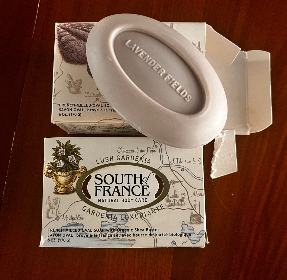 2 South of France French Milled Soap Lush Gardenia And Lavender Fields 6 oz Bar