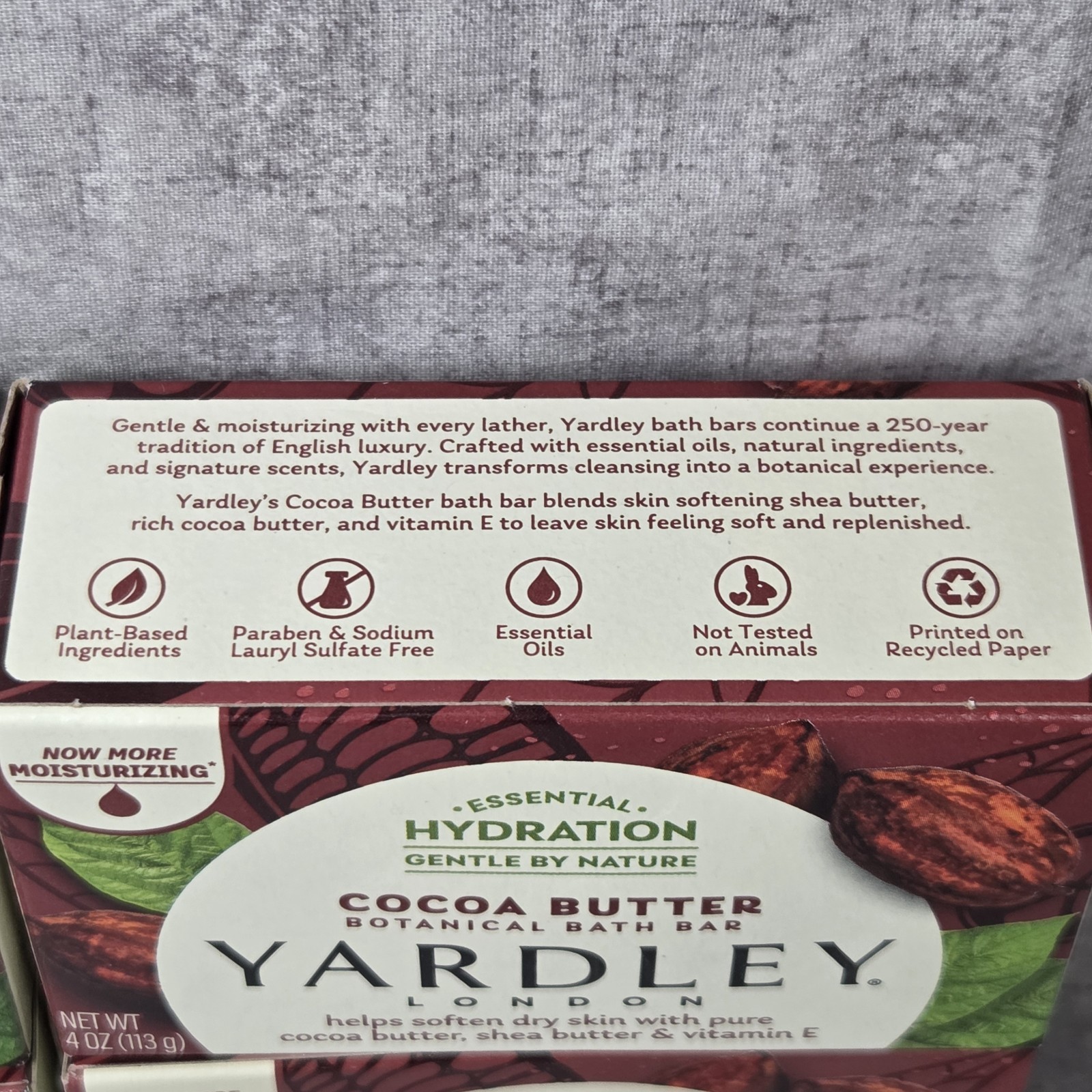 4 Pack Yardley London Bath Bar Soap Cocoa Shea Butter & Vitamin E 4 oz Each