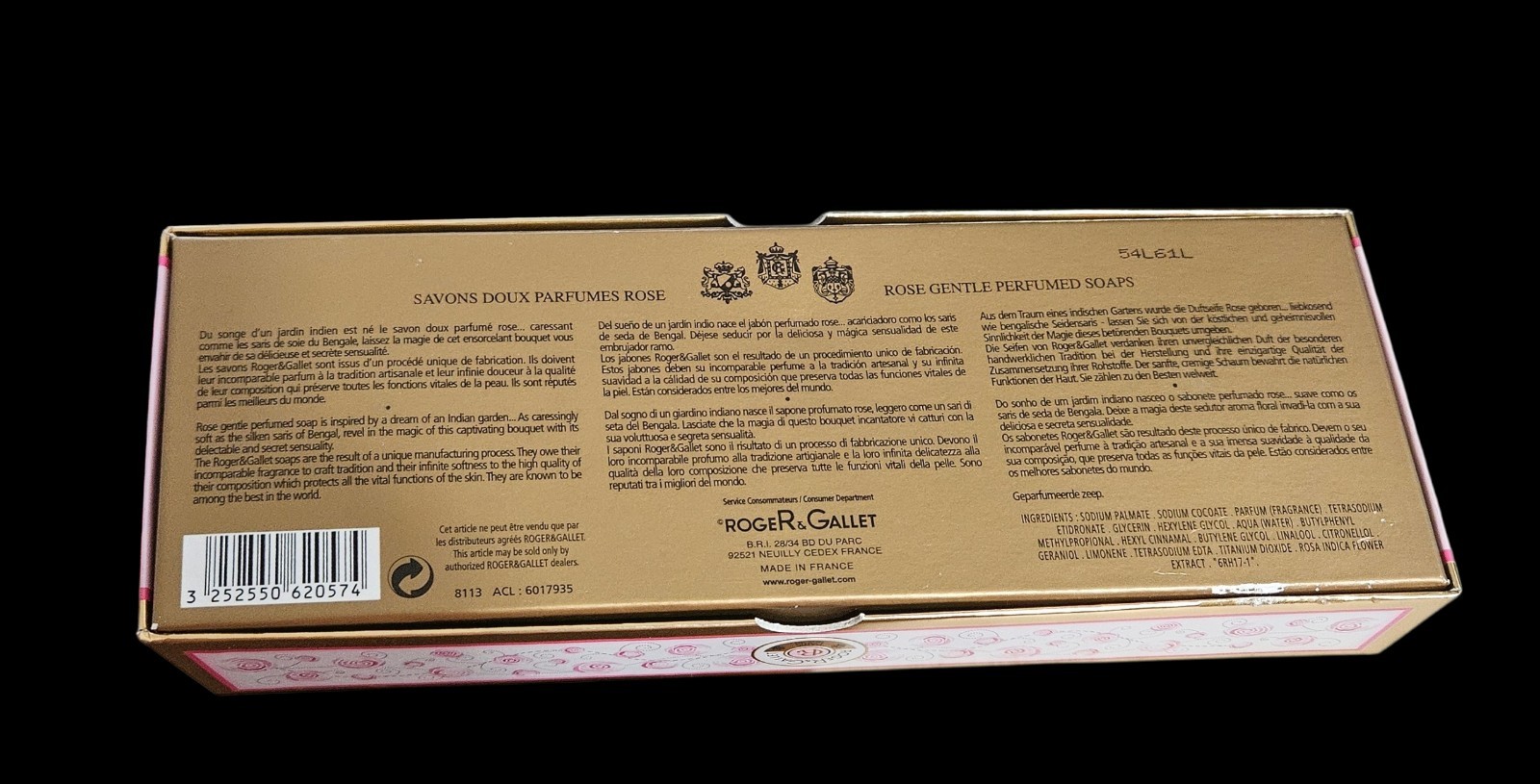 Roger & Gallet Paris Rose Gentle Perfumed Soap Set of 3 (3.5 oz each) New NOS