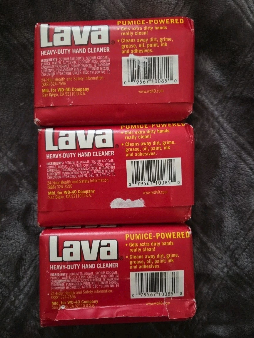 Set of 3 Lava Hand Soap 5.75 oz Bar Heavy Duty Pumice Powered Cleaner, WD40