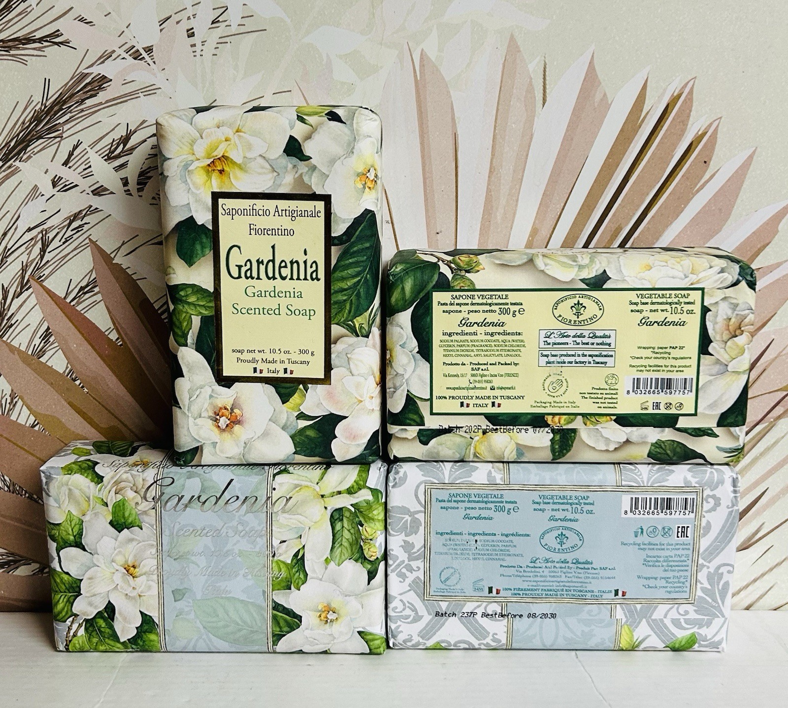 4-Pack Saponificio ~ Gardenia Scented Bar Soap 10.5 fl oz Each