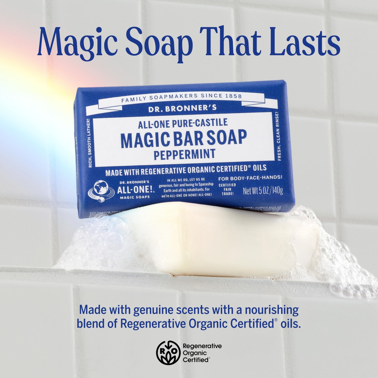 2x Dr. Bronner’s – Pure-Castile Magic Bar Soap (Peppermint, 5 ounce) – Made with