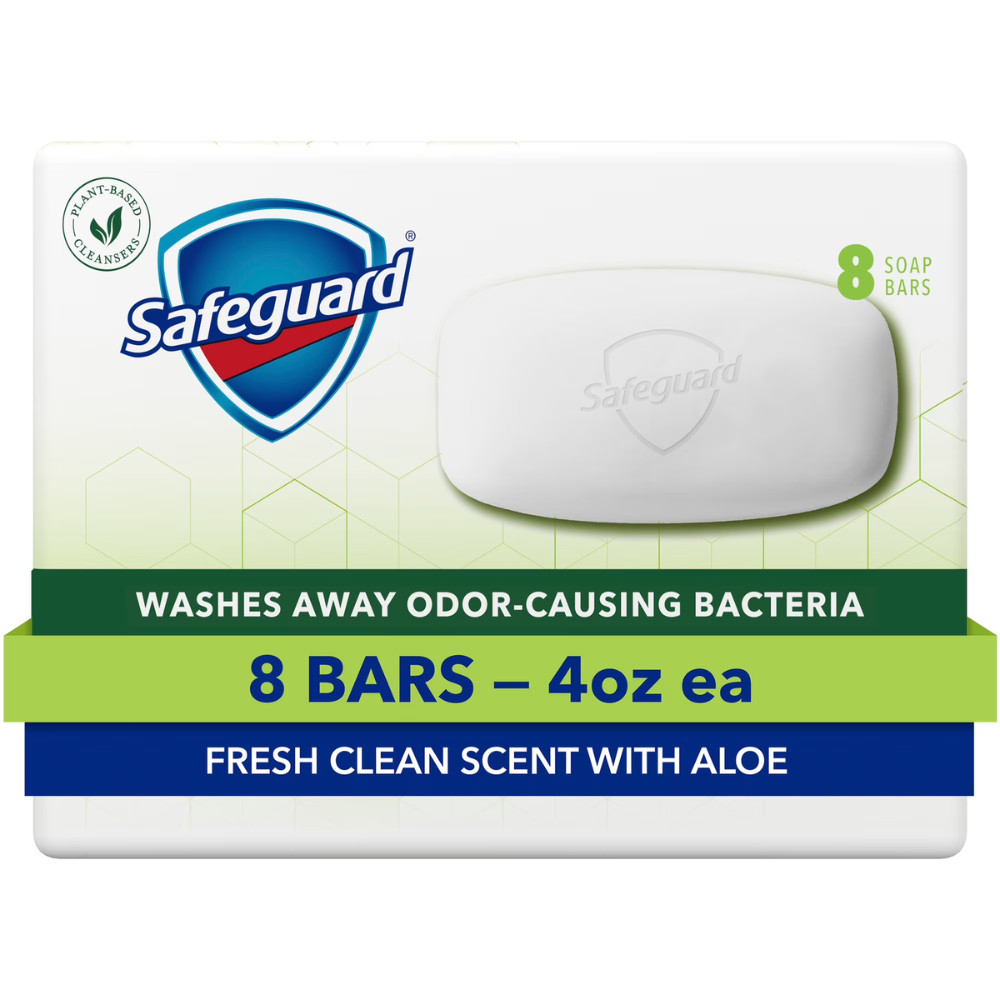 (4 Pack) Safeguard Bar Soap Fresh Clean Scent with Aloe, 4oz, White (8 Count)