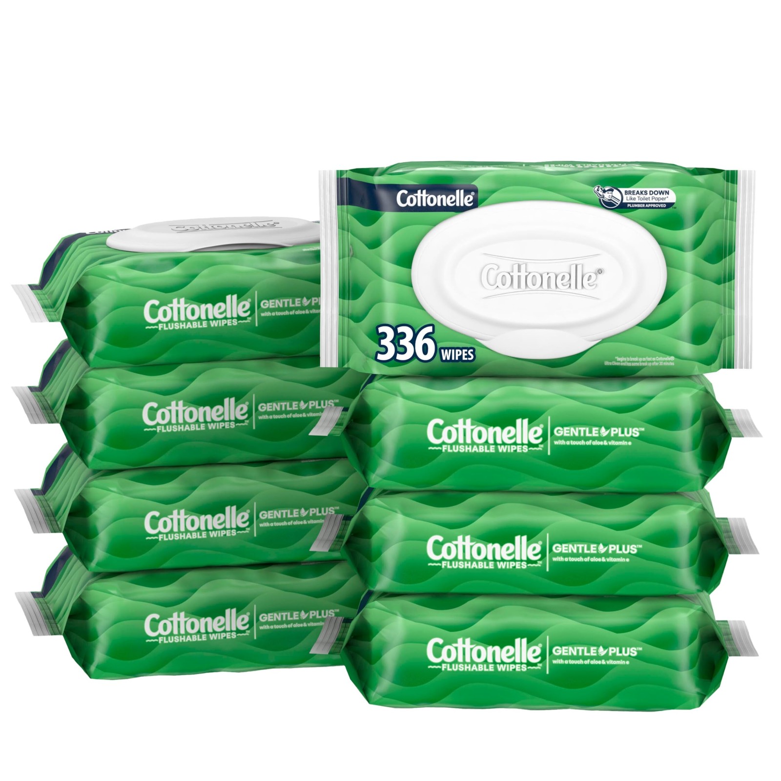 Cottonelle GentlePlus Flushable Wet Wipes with 42 (Pack of 8), White