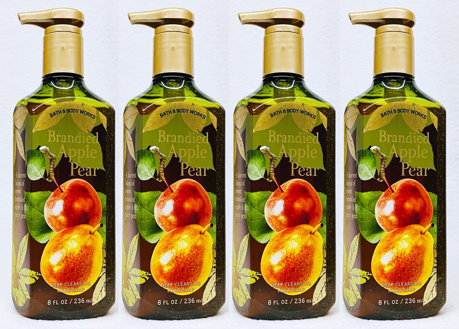 4 Bath & Body Works BRANDIED APPLE PEAR Deep Cleansing Hand Soap 8.0 oz