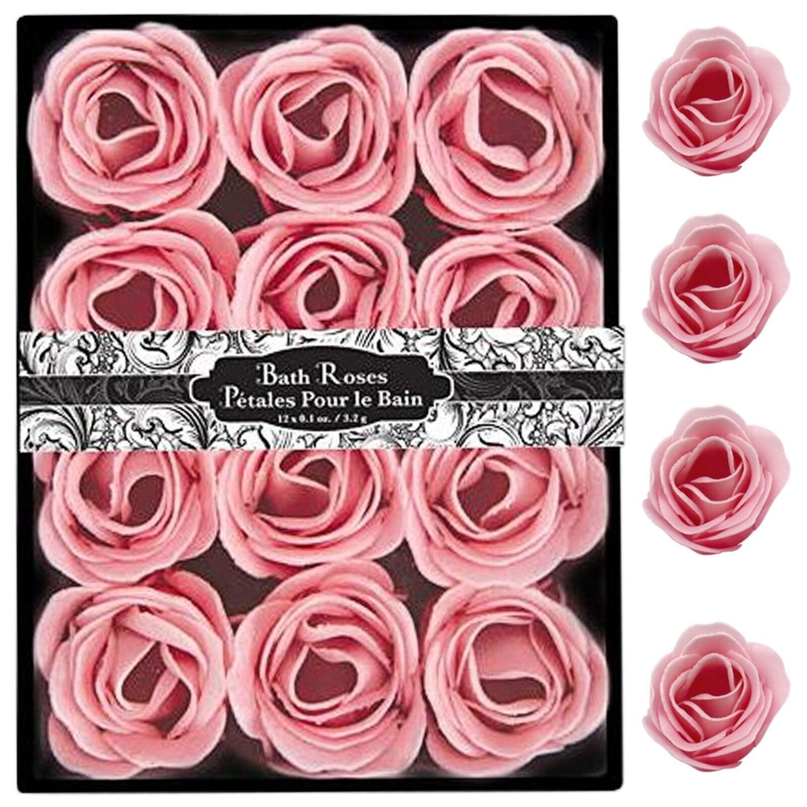 Floral Scented Bath Soap Rose Flower Petals, Pink, 12 Count Decor Soaps