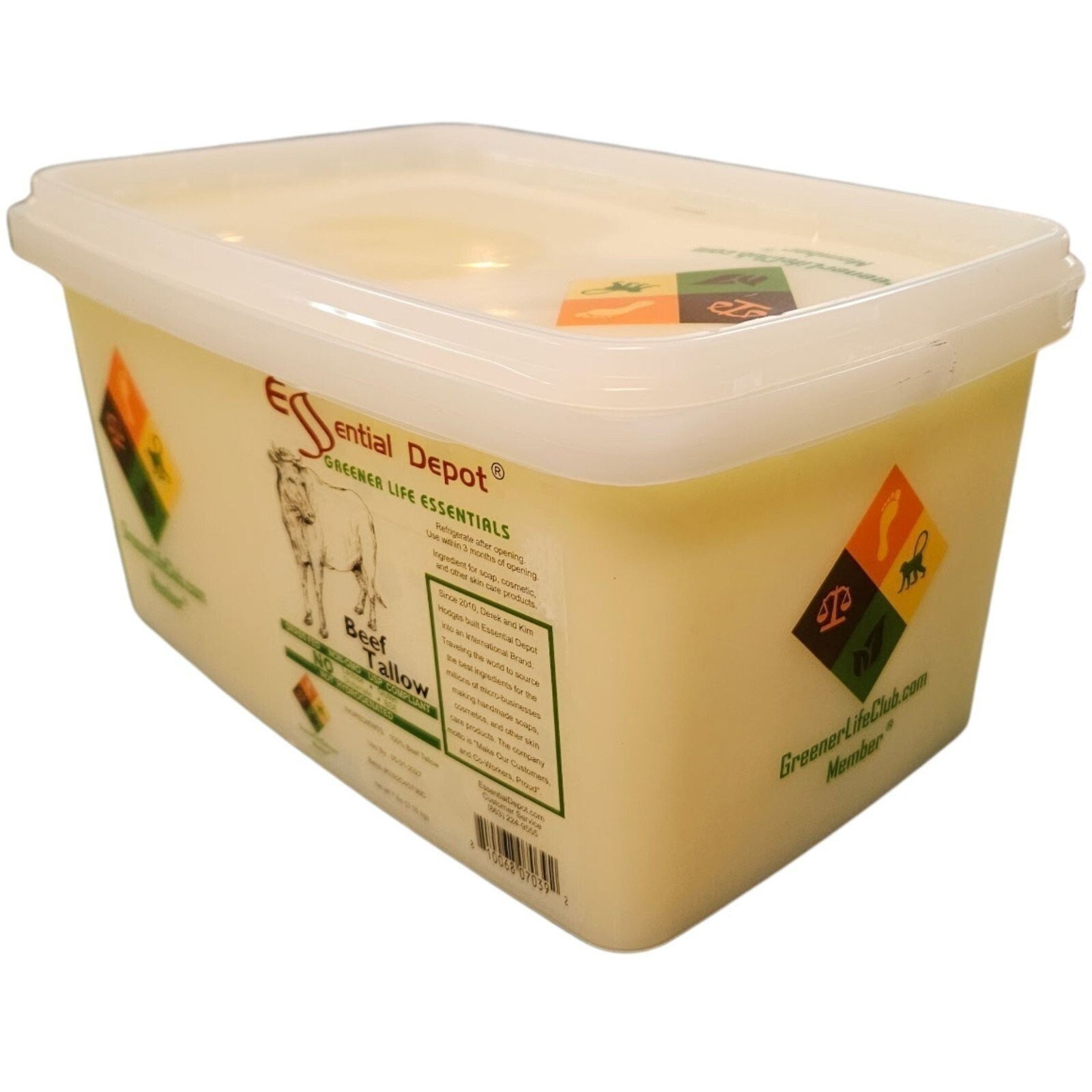 Beef Tallow – 7 lb – PP container – GRASS FED – Not Hydrogenated – Keto Friendly
