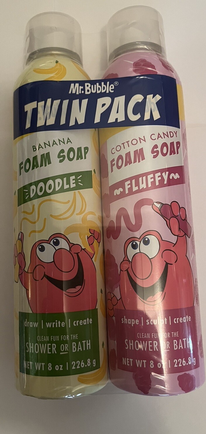 Lot of 4 MR BUBBLE Foam Soap, BANANA, COTTON CANDY, BLUE RASPBERRY & ORIGINAL
