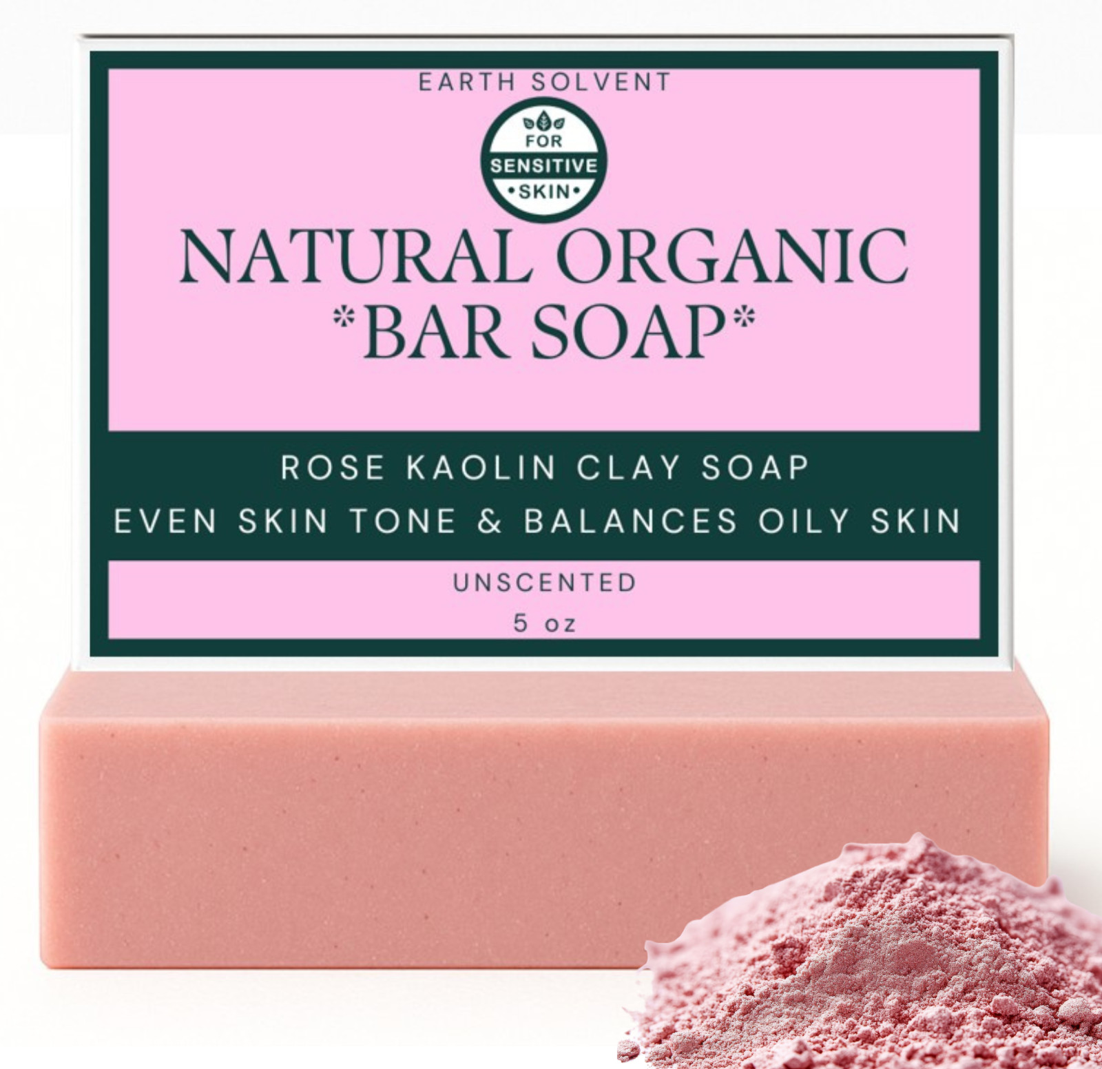 All Natural Kaolin Clay Soap Rose Kaolin Clay & White Kaolin Clay 5oz UNSCENTED