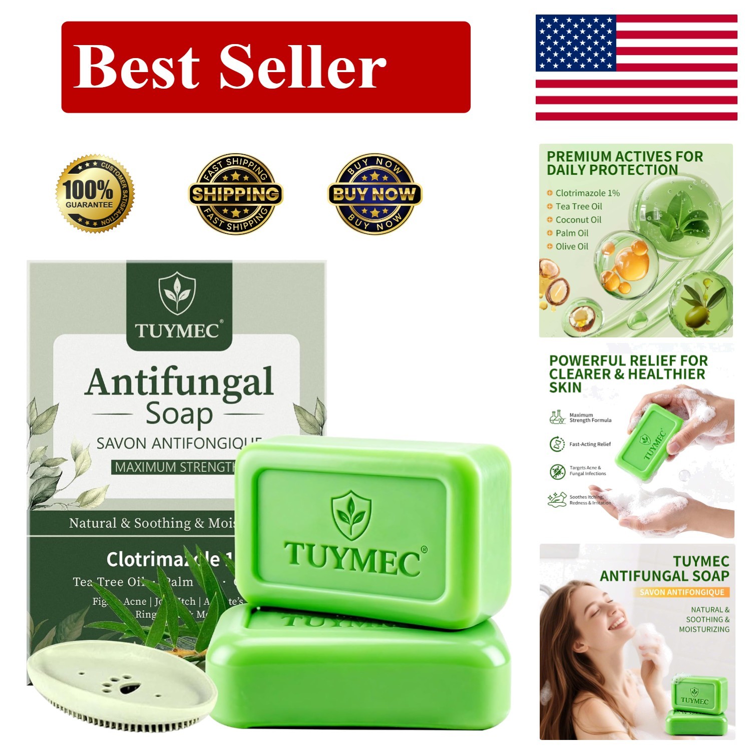 Antifungal Bar Soap – Skin Fungus Treatment for Athlete’s Foot, Jock Itch & R…