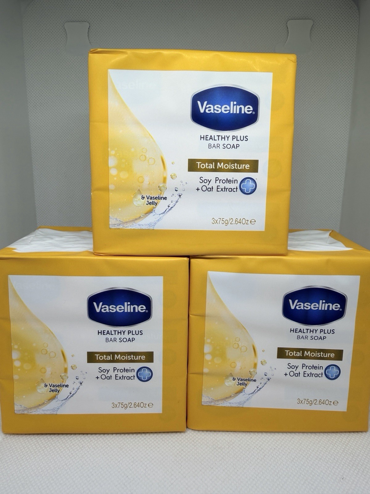 9 Bars x Vaseline Healthy Plus Bar Soap Total Moisture Soy Protein & Oat Extract
