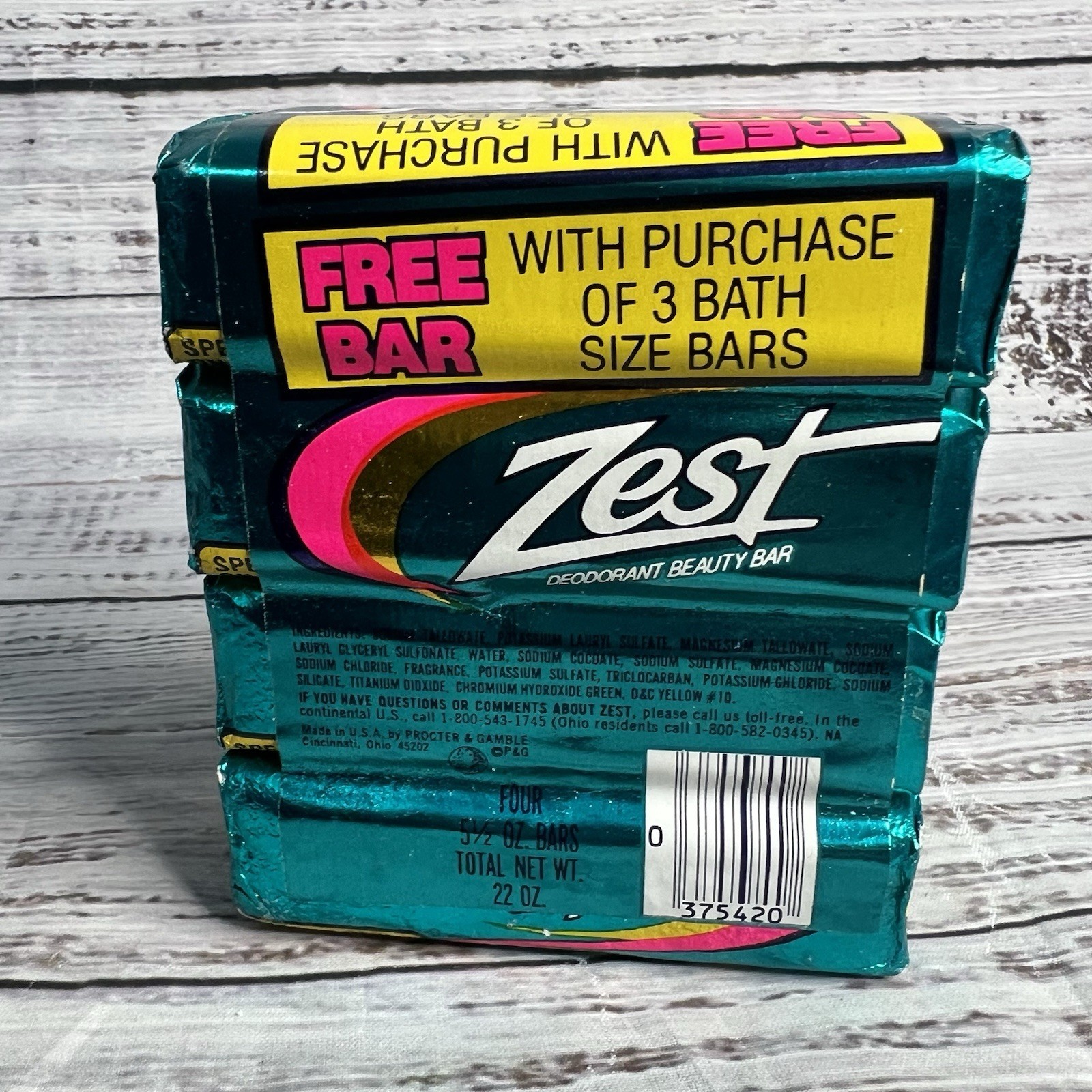 4x Vintage Zest Deodorant Beauty Bar Aqua Foil Wrapper 80s Movie Prop 5.5oz