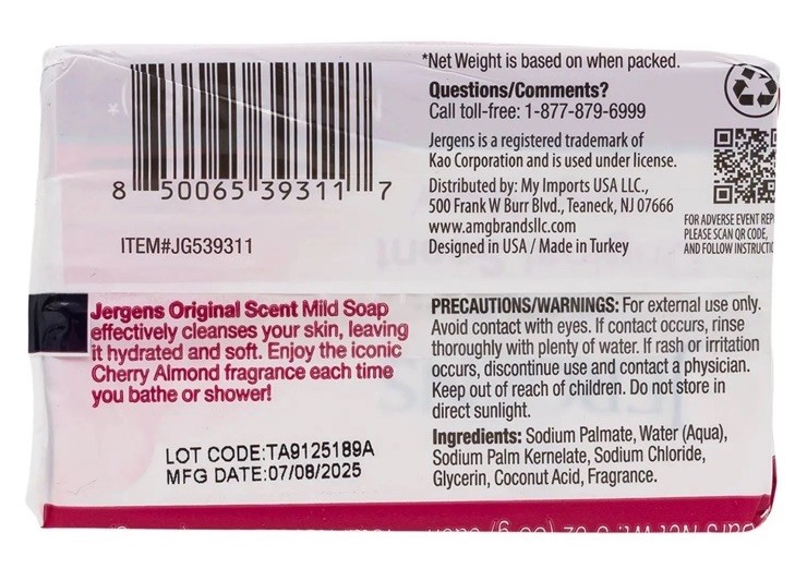 Jergens Original Scent Cherry Almond Mild Soap Bar, 2 Bars 3oz Each (Pack of 12)